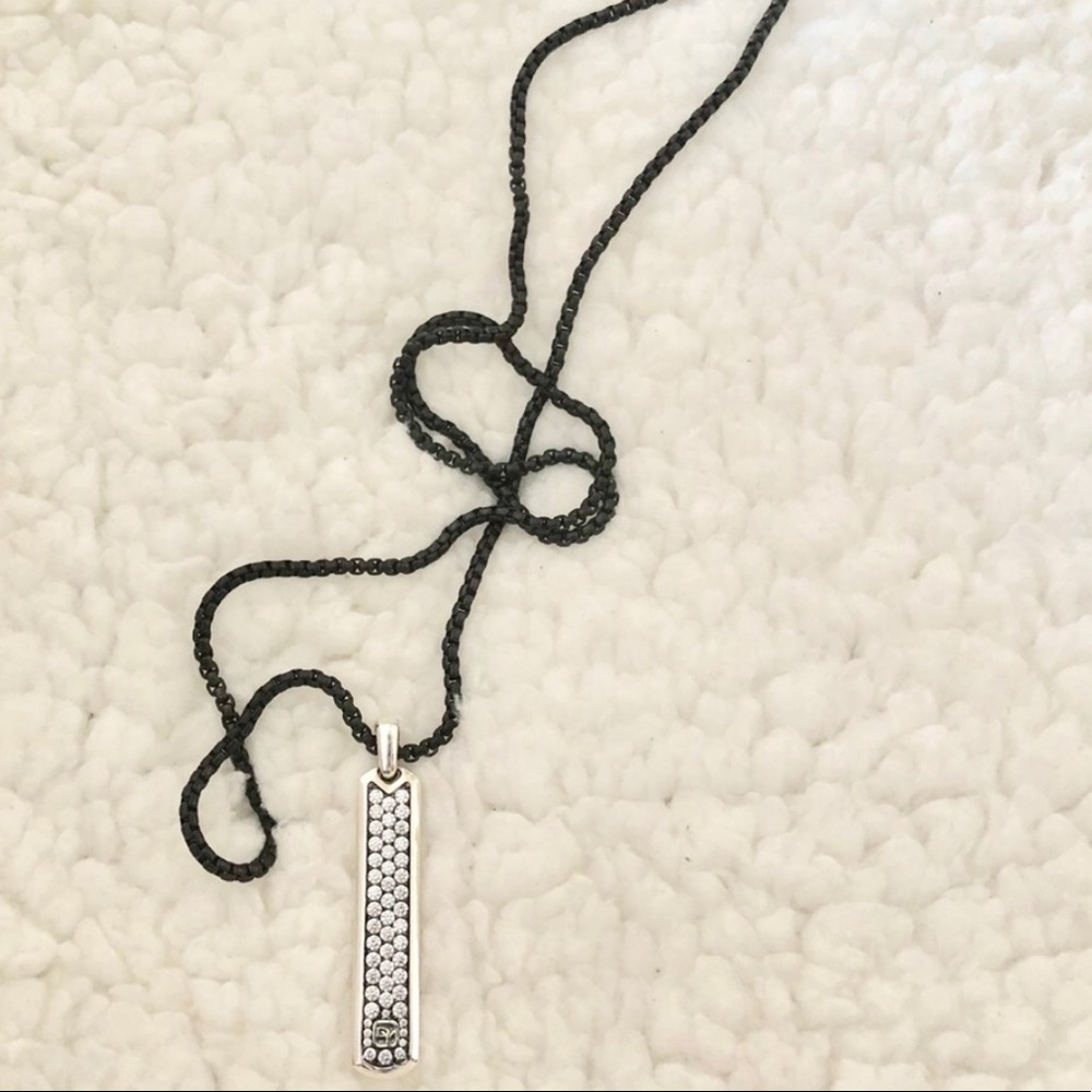 Authentic pave dog tag with grey sapphires